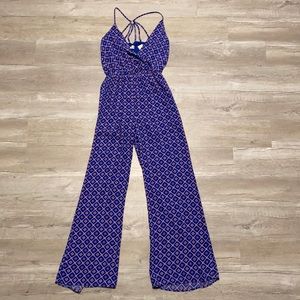 Altar'd State Blue and White Geometric Jumpsuit